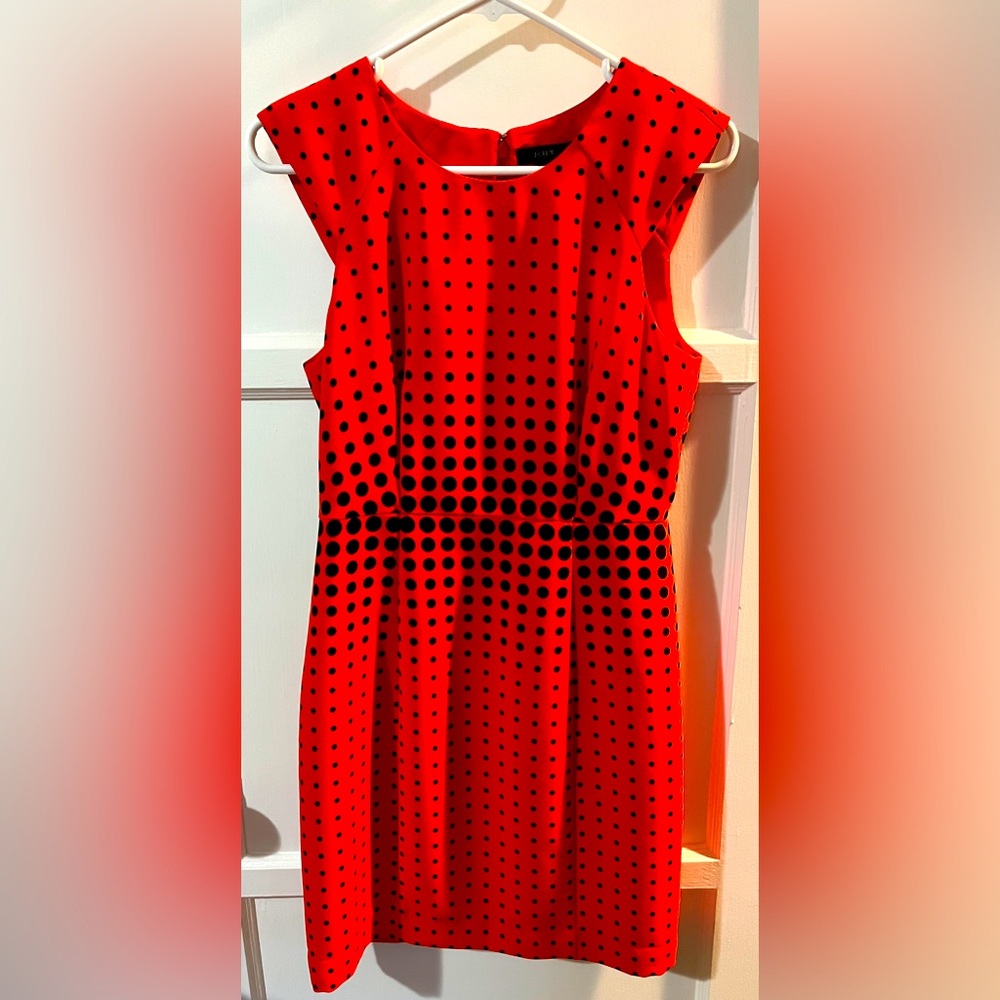 J Crew red polka dot dress